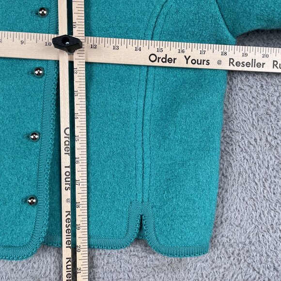 VTG Carol Reed Womens 100% Wool Teal Cardigan Sweater Sz 10 - Made in Hong Kong - Picture 4 of 4